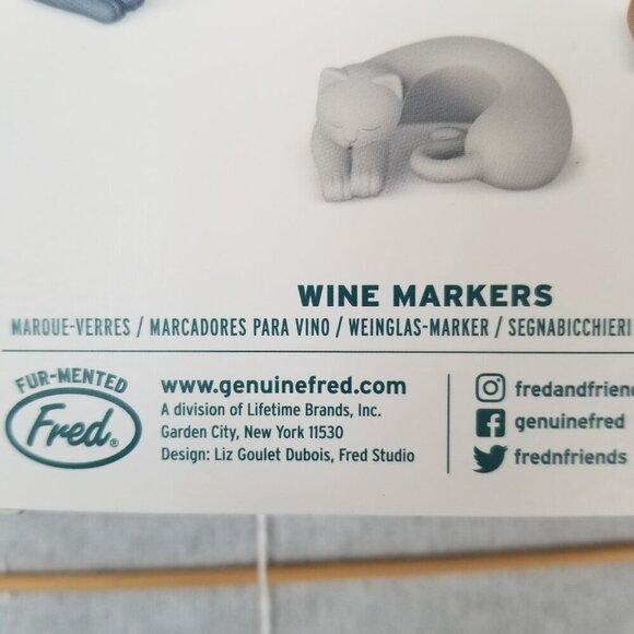 New In The Box 6 Pack Cat Wine Markers Wine Lives Charms - Picture 7 of 12